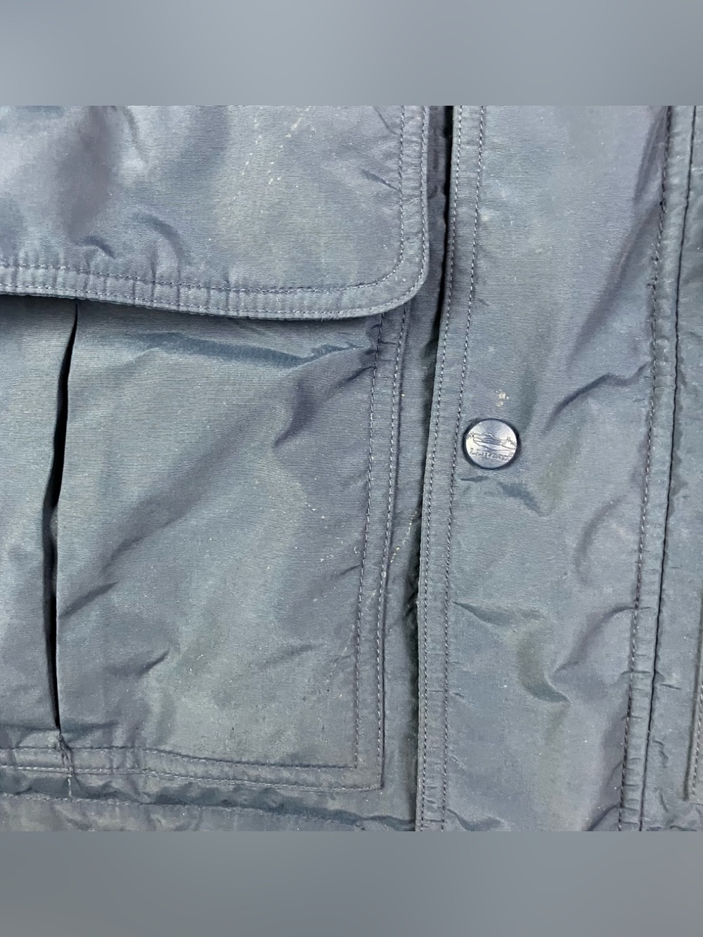 LL Bean Maine Wardens Parka Goose Down Gore Tex Jacket Men Small Blue Zip Button - Picture 10 of 16